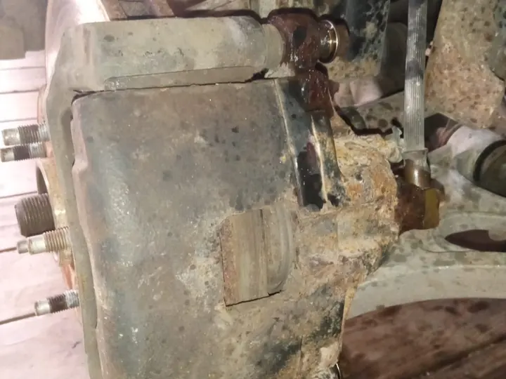 Side view during the brake system inspection.
