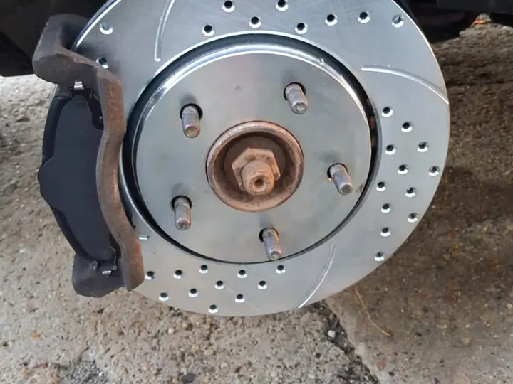Brake rotor installed as part of the brake service.